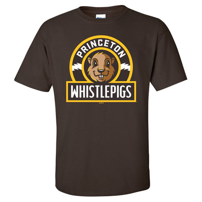 Princeton WhistlePigs T-Shirt - Dark Chocolate with Primary League Logo